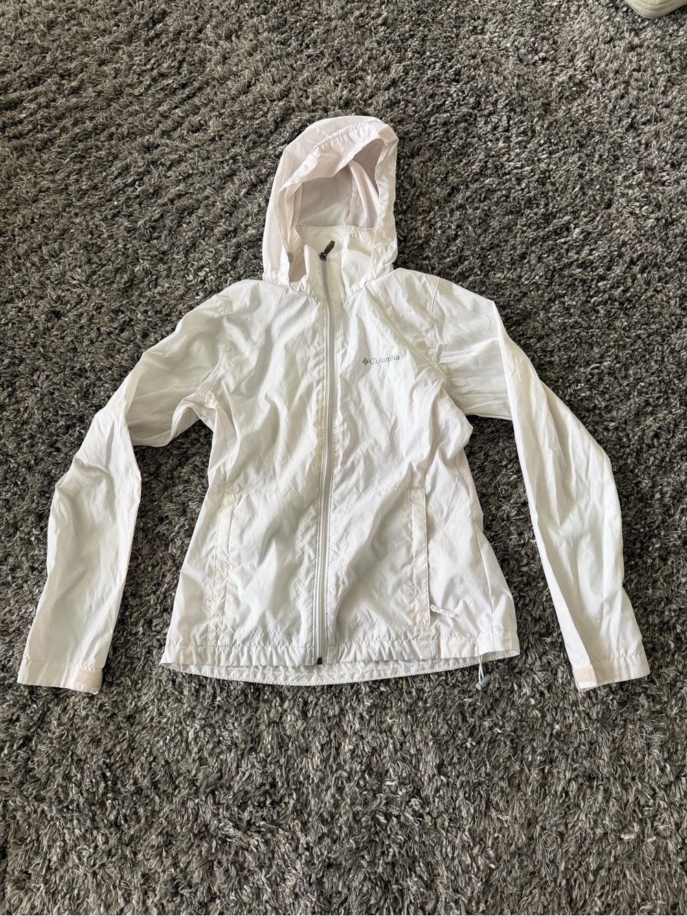 Columbia Sportswear White Hooded Windbreaker Jacket XS